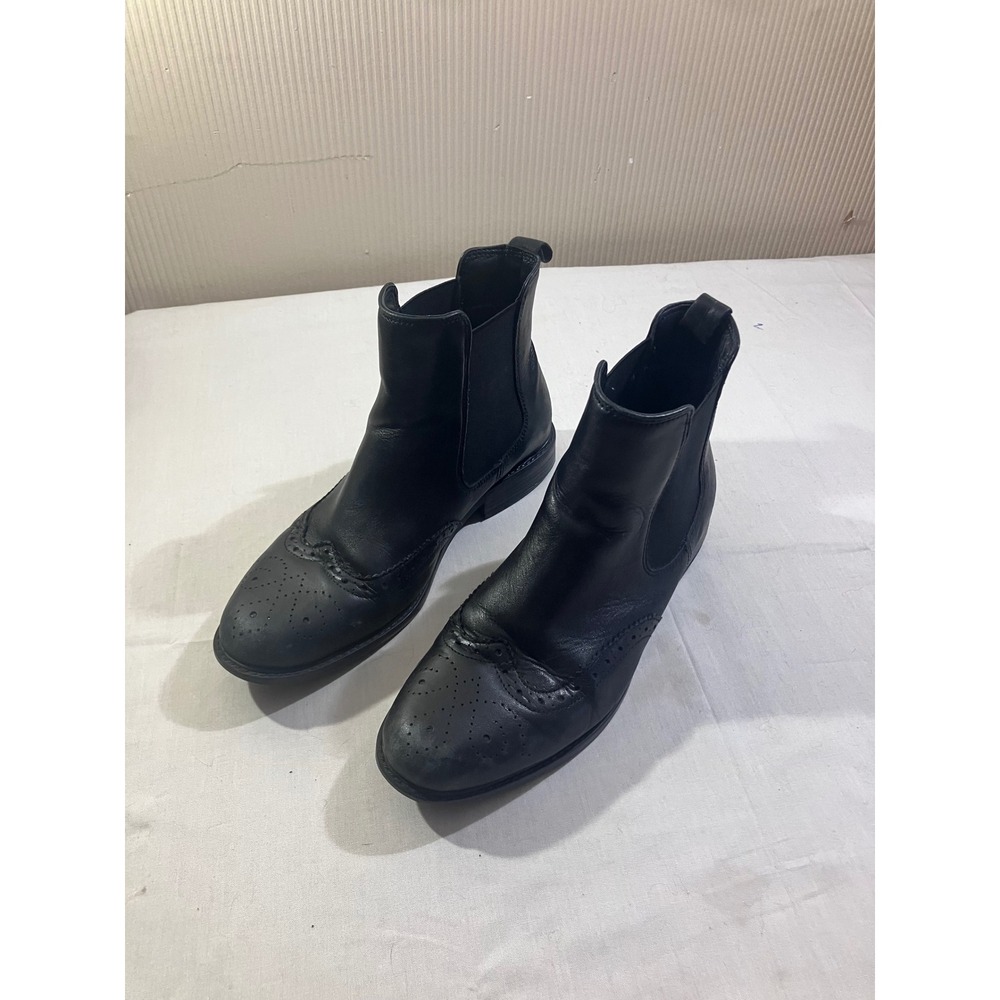 Primadonna Collection Black Leather Wingtip Brogue Chelsea Boots EU‎ 39 US 8.5